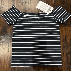 Brandy Melville Navy and White Striped Top